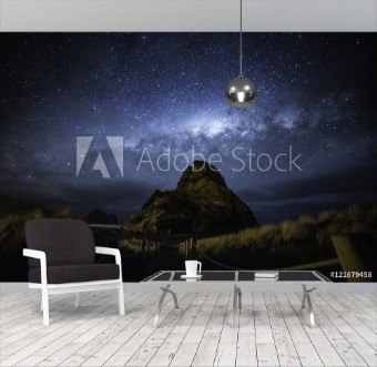 Picture of Milky way over Piha beach Auckland New Zealand